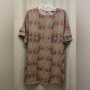 Veronica M Brown and Purple Patterned Short Sleeve Tee